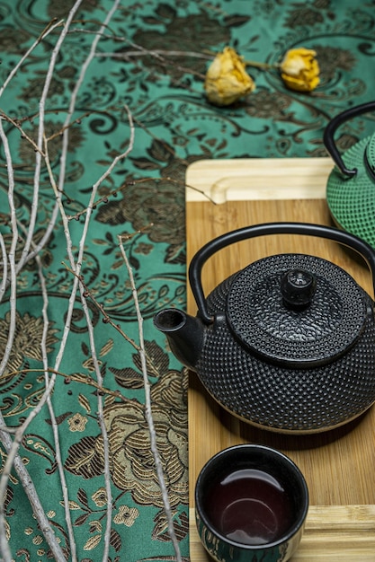 Traditional tea preparation demonstrating mindful technique